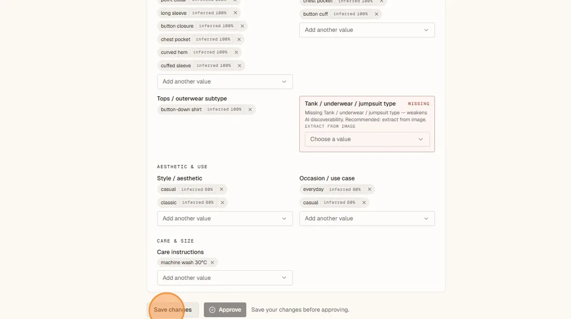 When the information is accurate and complete enough for use, select “Save changes”.
