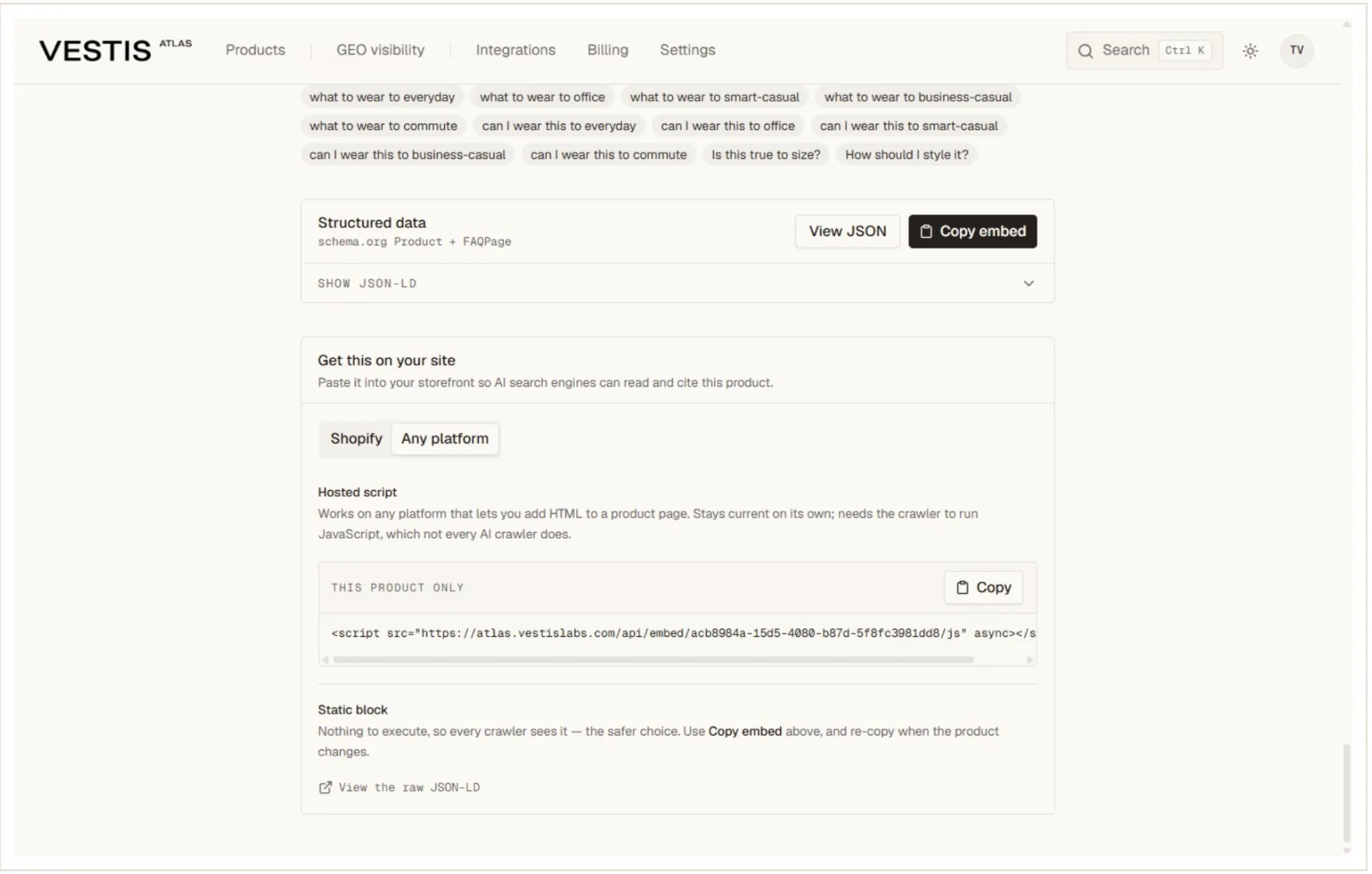If the Shopify-specific path is not the right fit, Atlas also provides an Any platform option.