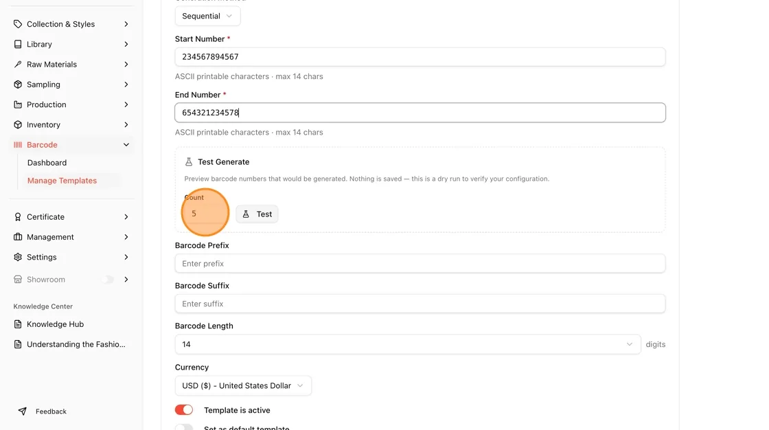 This feature allows users to preview barcode values before finalizing the configuration.