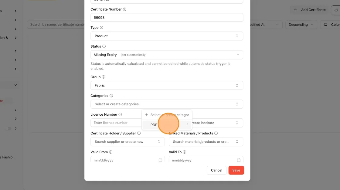 Click the Categories dropdown and select or create a category.