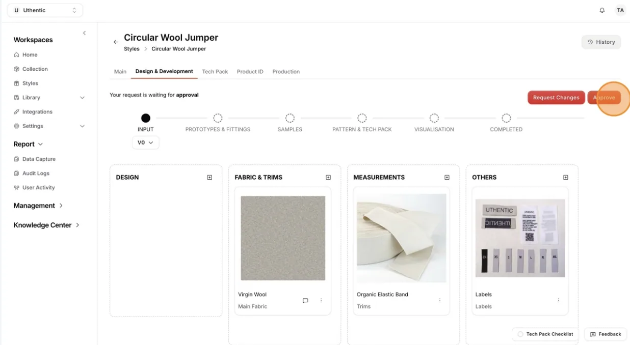 Once users are satisfied with the deliverable, click the Approve button and move to the next step.