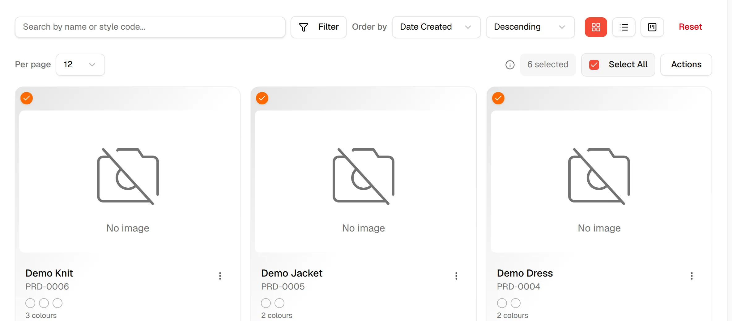 Every style ticked with the number of selected styles shown next to Select All