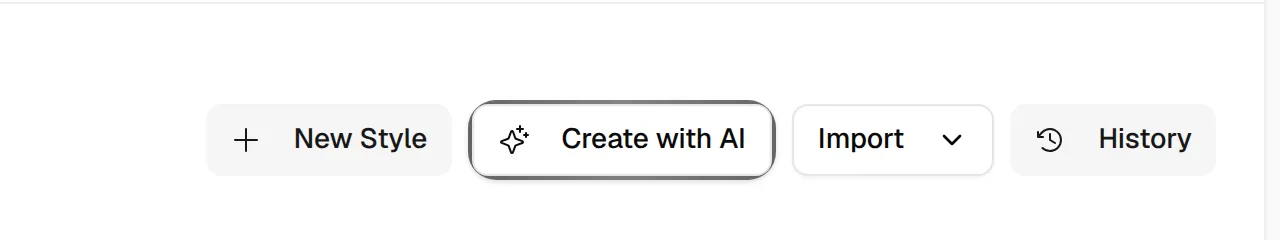 The New Style and Create with AI buttons at the top right of the collection Styles page