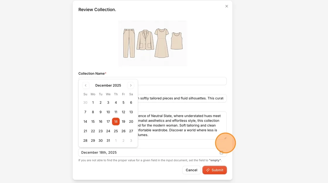 Review the generated collection details