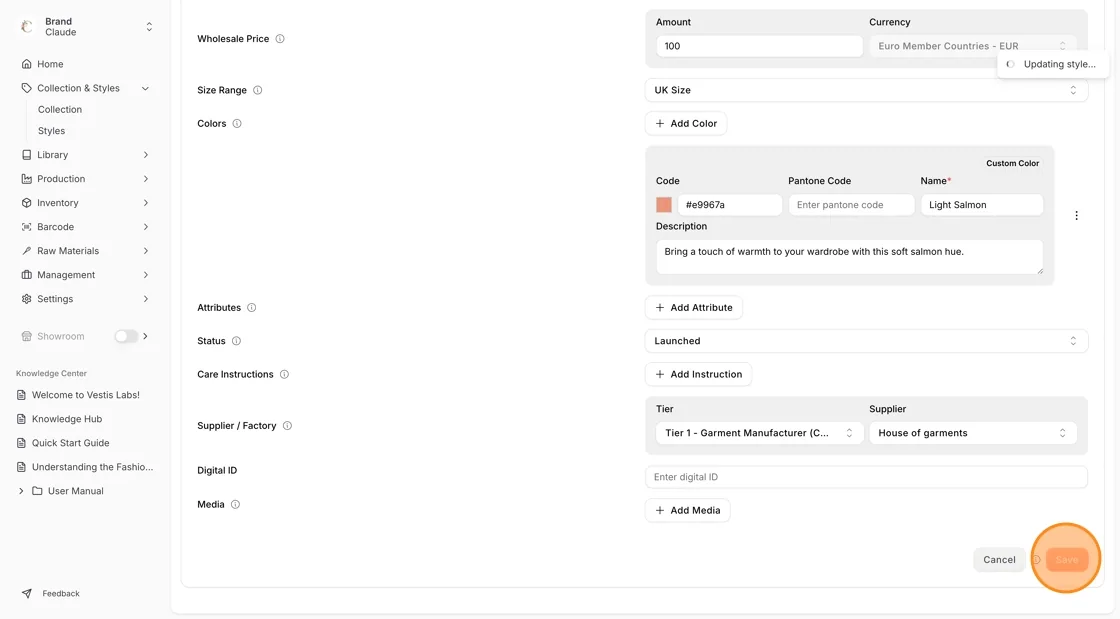 Review the generated collection details