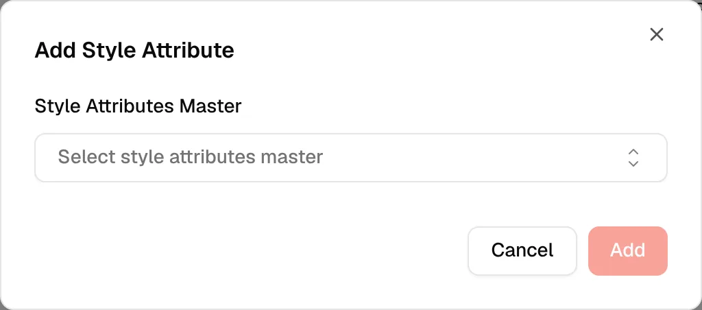 The Add Attribute window for assigning style attributes to the style