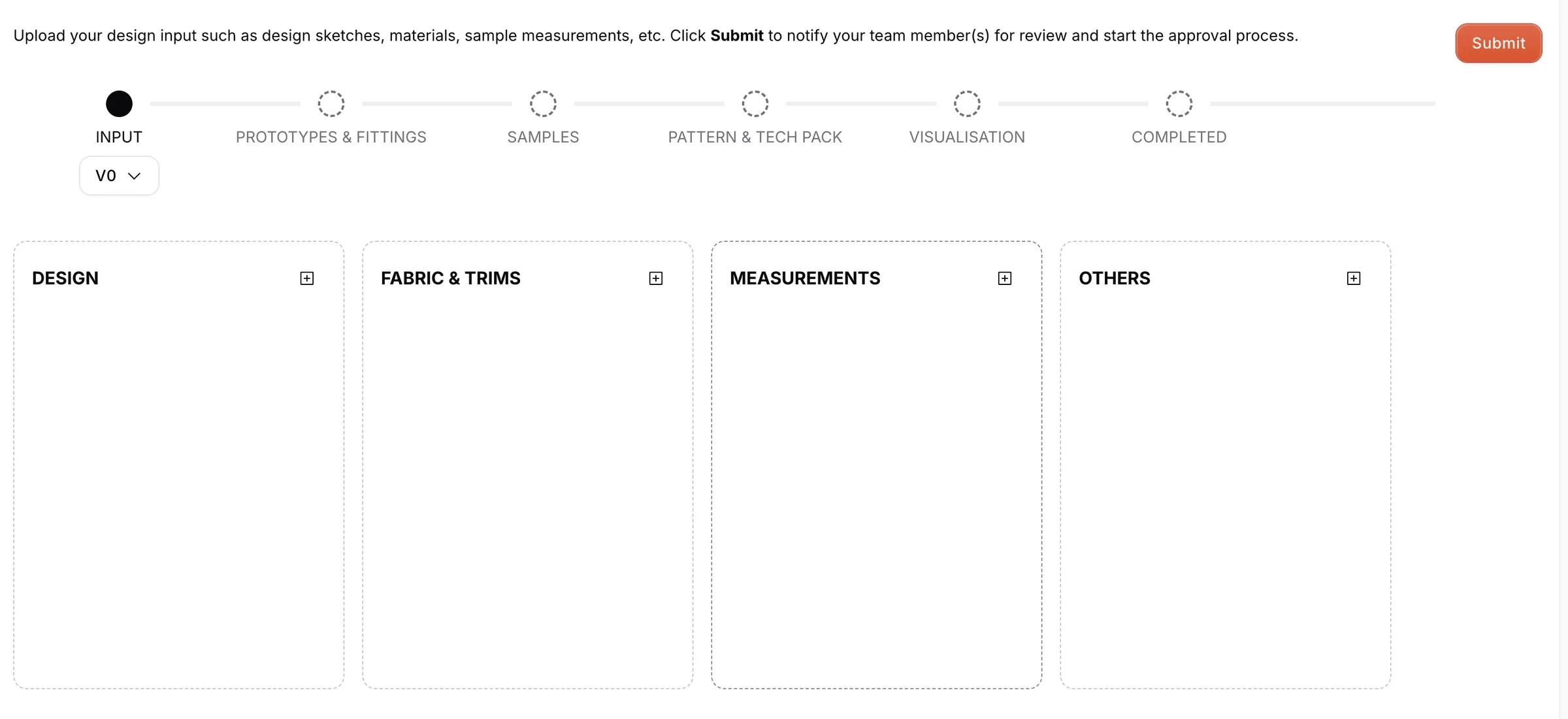 the Input stage, there are 4 sections users can upload regarding the Style, there are: