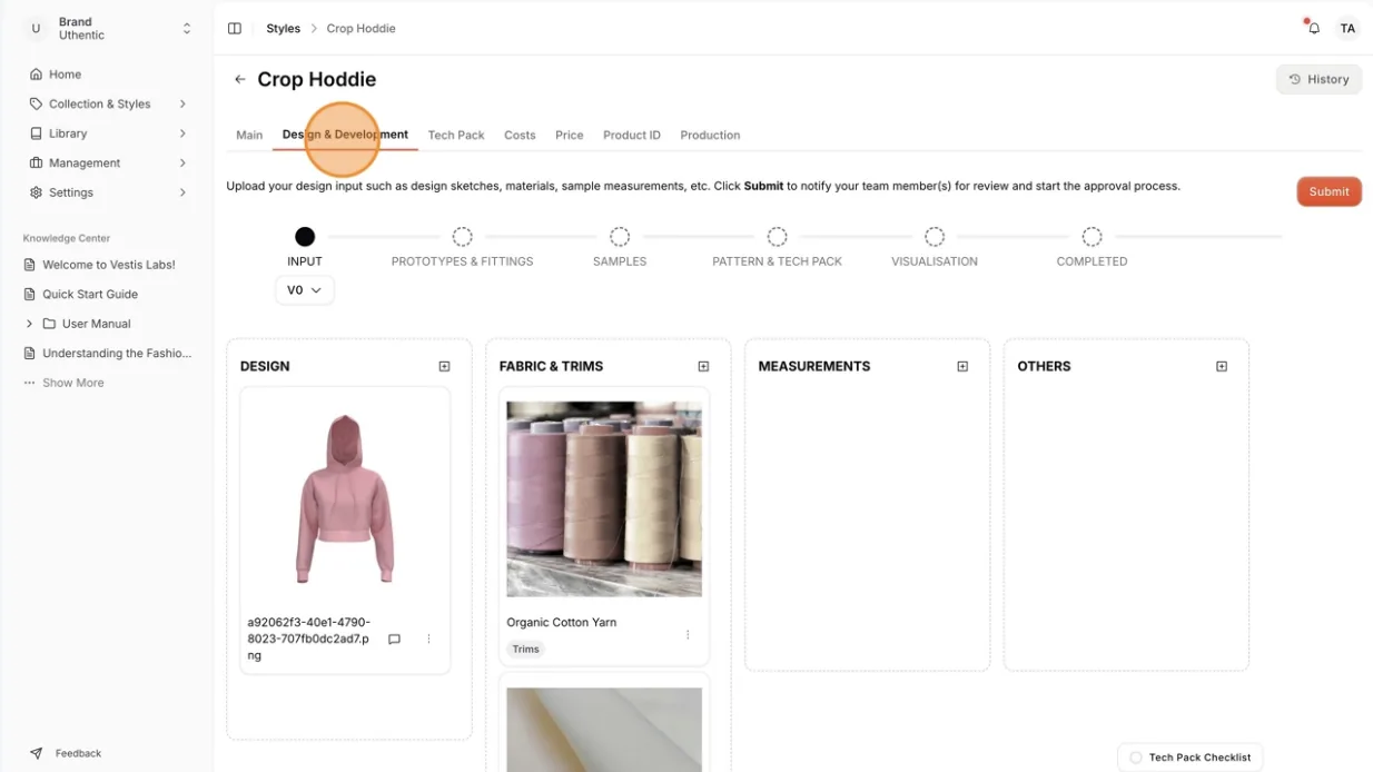 Select Design & Development on the edit style menu.