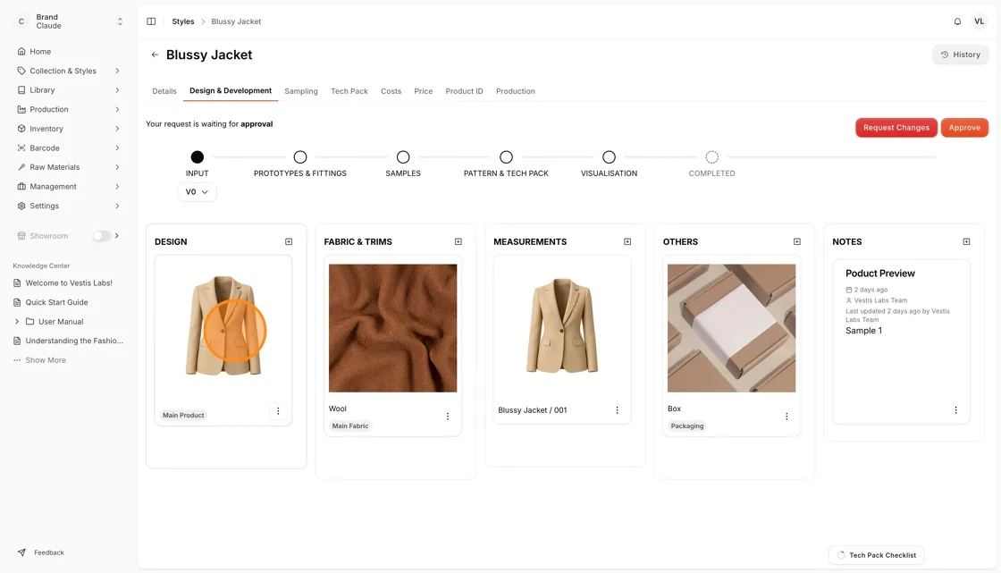 Select the Card in the Design & Development Page