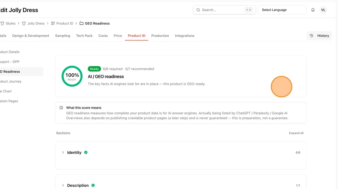 GEO readiness measures how complete your product data is for AI answer engines.