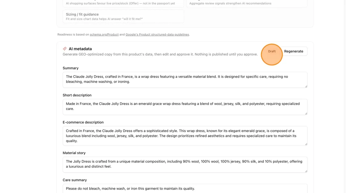 Tip: Semantic search terms are the most impactful field for AI discoverability.