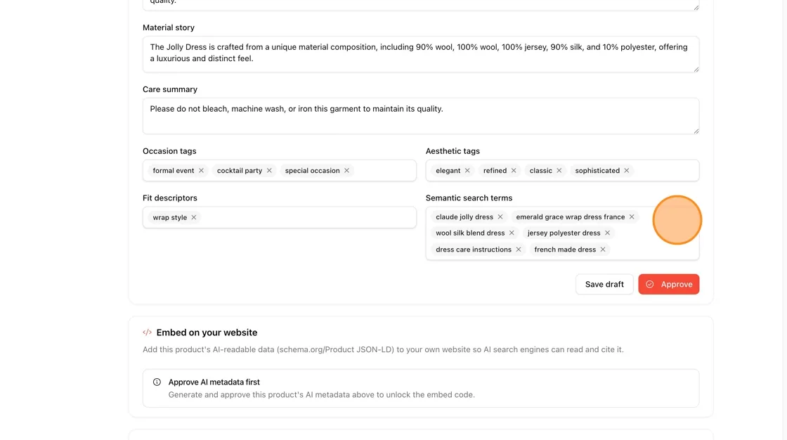 Tip: Semantic search terms are the most impactful field for AI discoverability.
