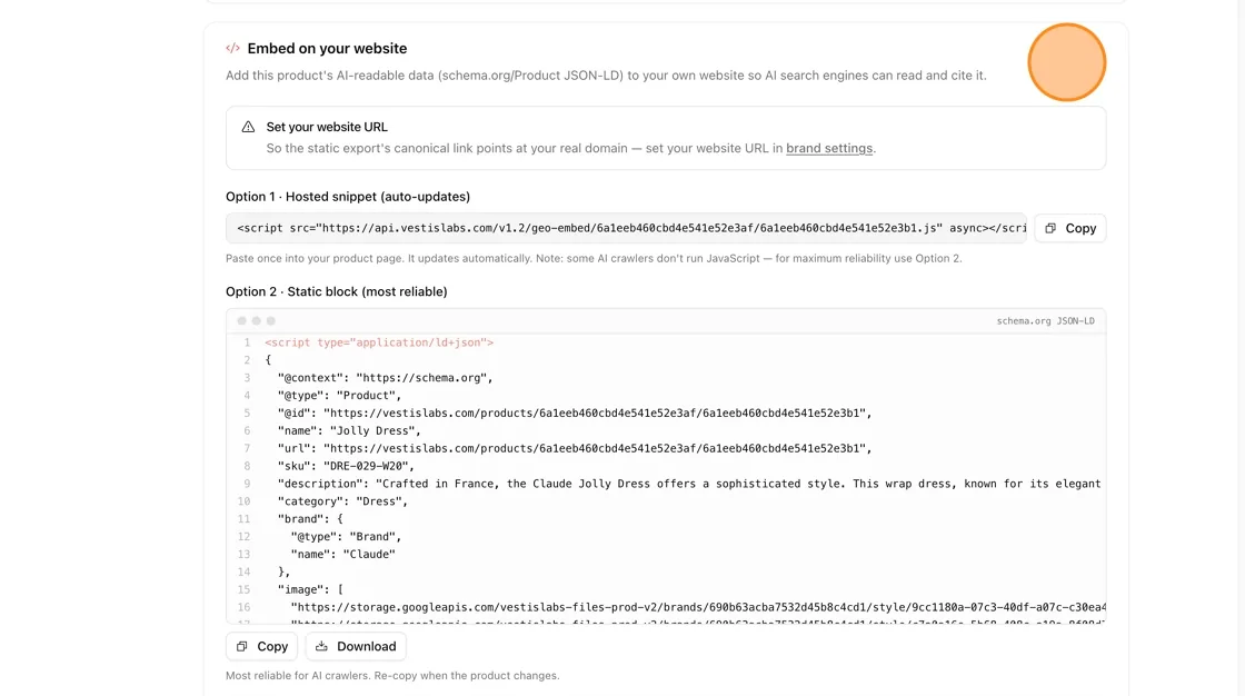 If AI metadata has not yet been approved, this section shows: “Approve AI metadata first — Generate and approve this…