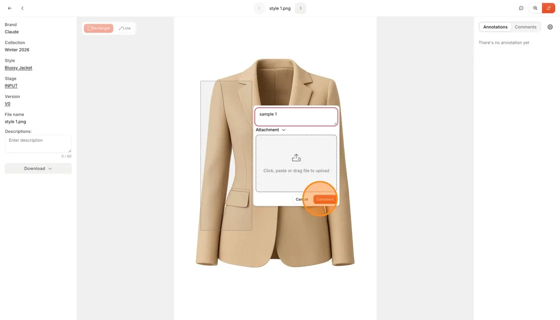 Users can select the area on the image where they would like to annotate.