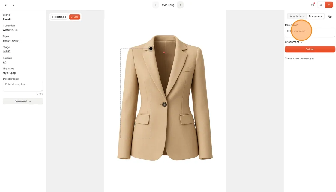Click the Comment field and type your desired comment in the comment box.