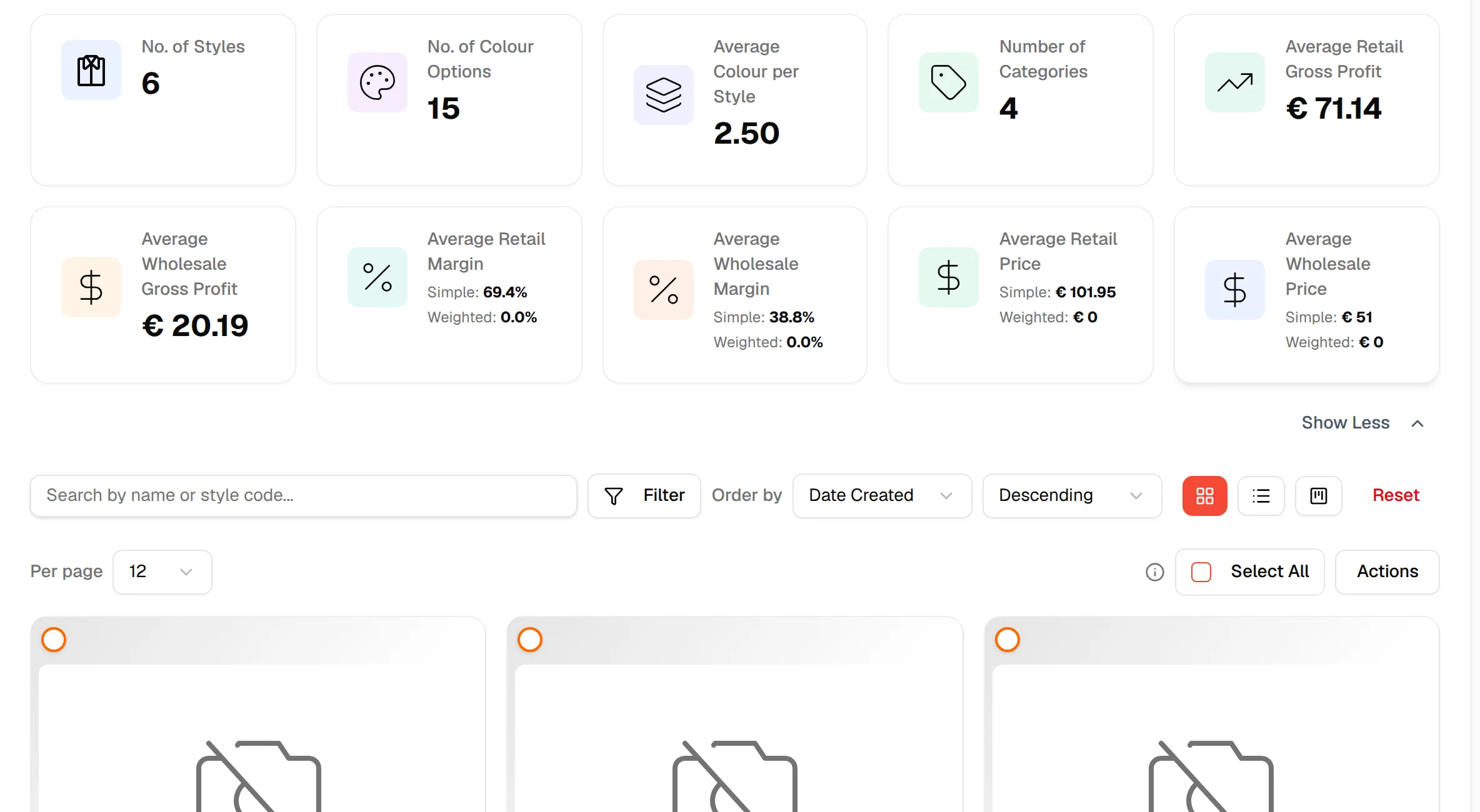 The summary section expanded with the extra margin and price metrics