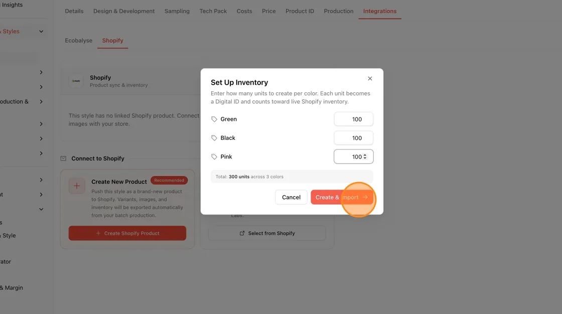 Click "Create & Import"