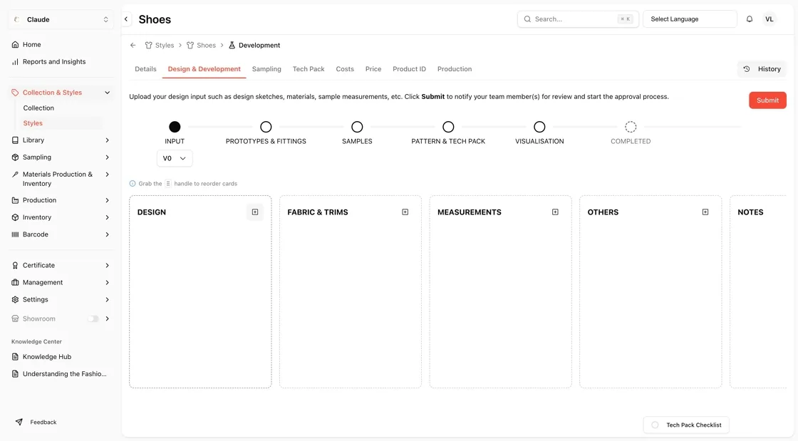 Click the Design & Development tab at the top of the page.