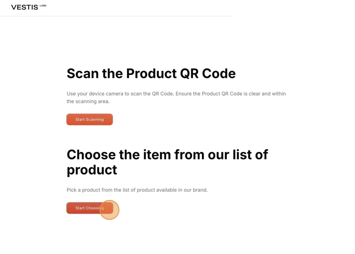 Select Start Choosing to activate the digital ID using the item from the list of product.