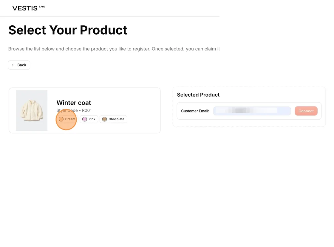 Users can select the Product by Clicking the Colors Option