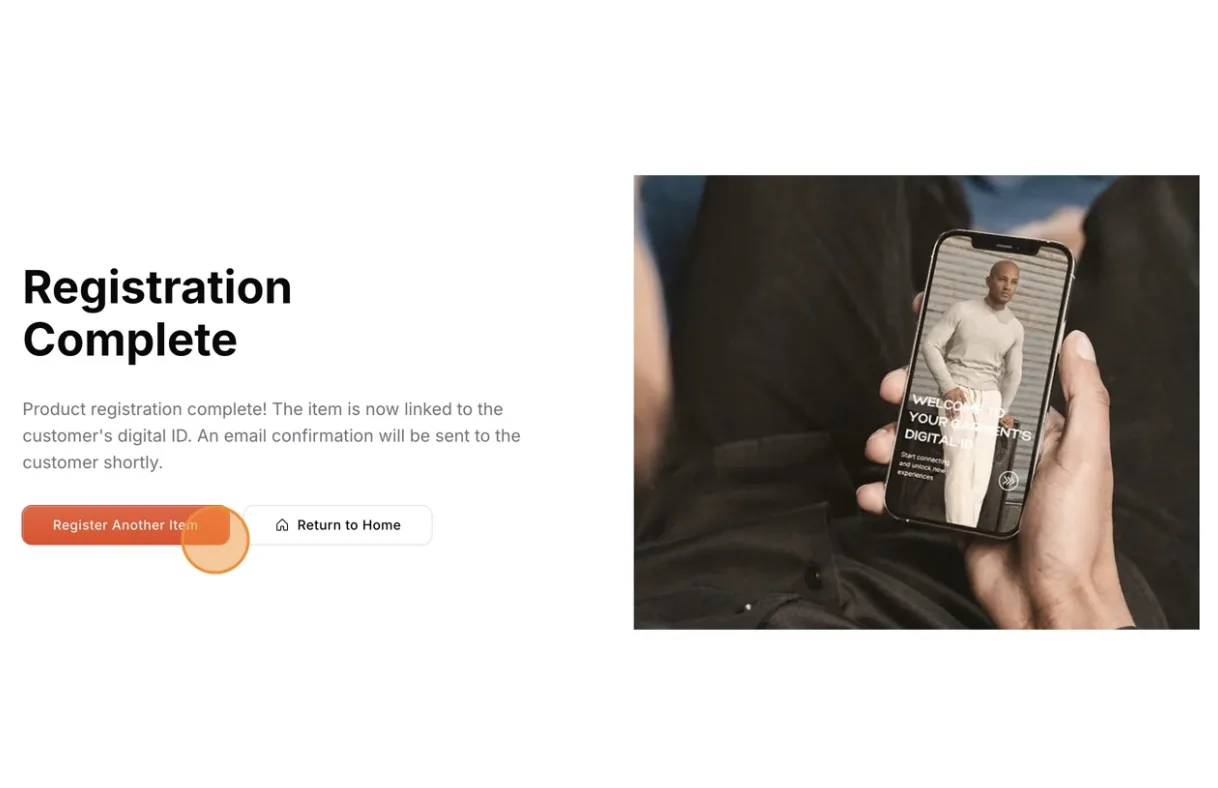 Register another Item: register to another product's Digital ID.