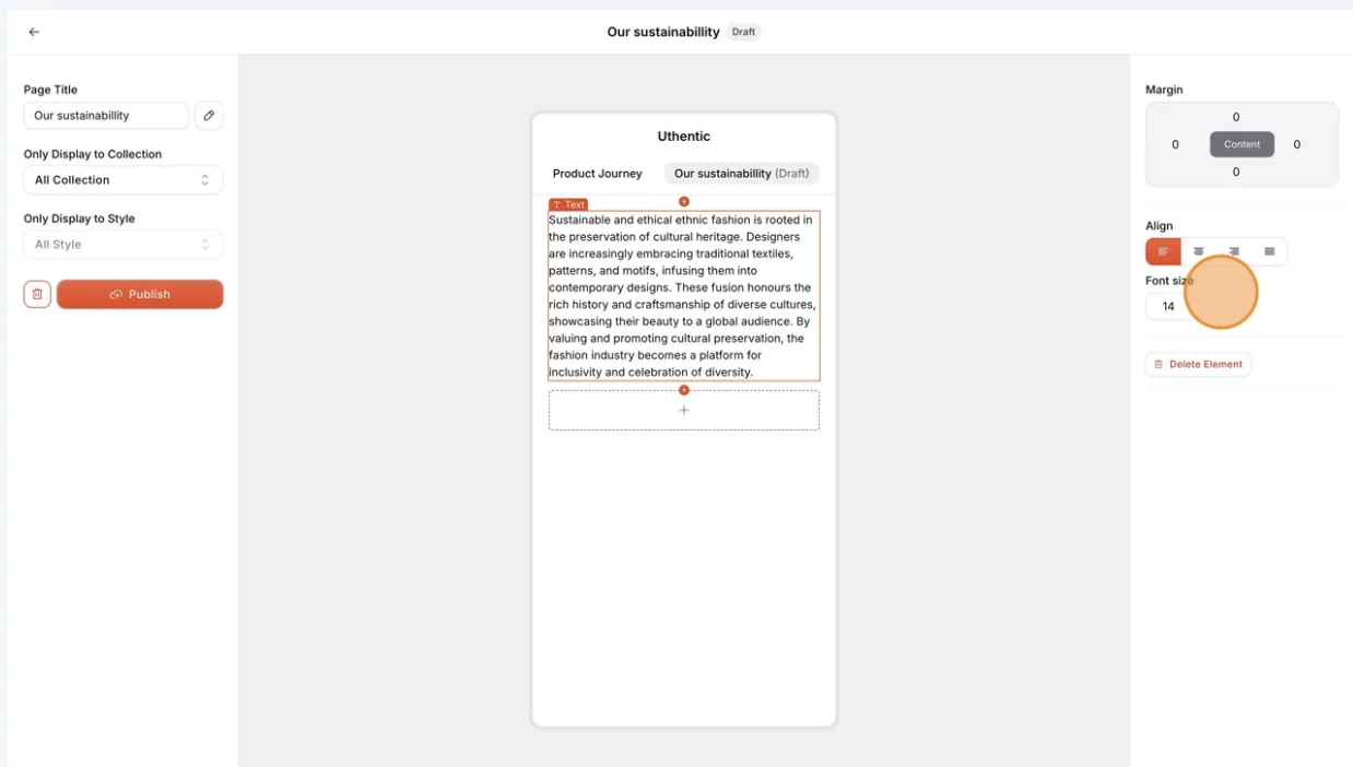 Select + Text on the dropdown options and enter your content in a text box.