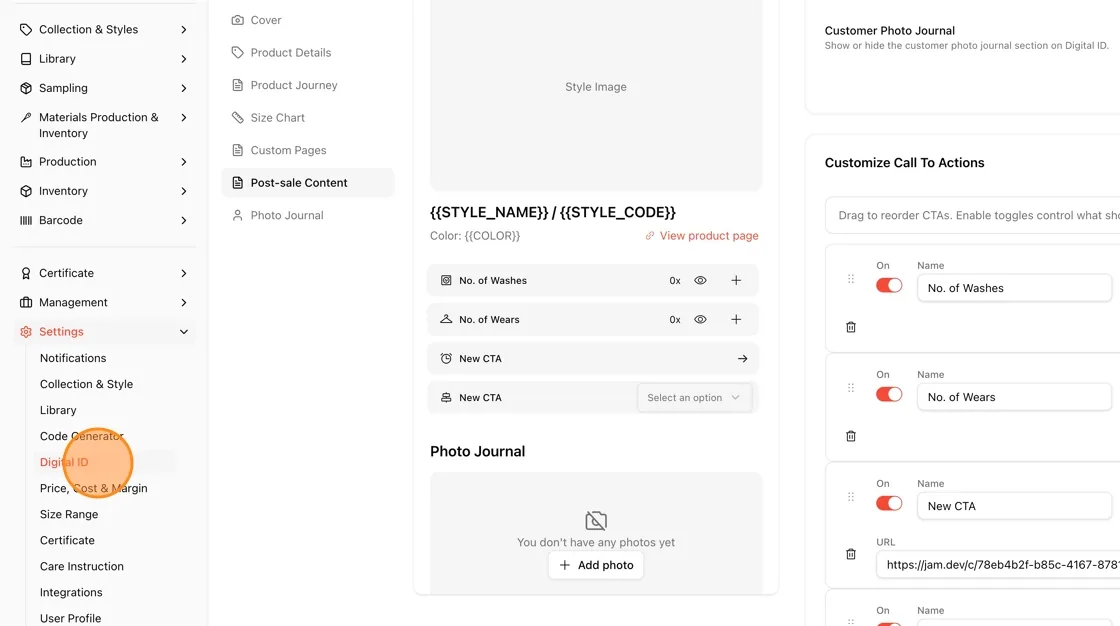 Under Settings, click on Digital ID to open the Digital ID configuration page.