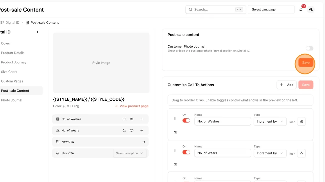 To save your CTA changes, click the Save button in the top-right of the Customize Call To Actions section.