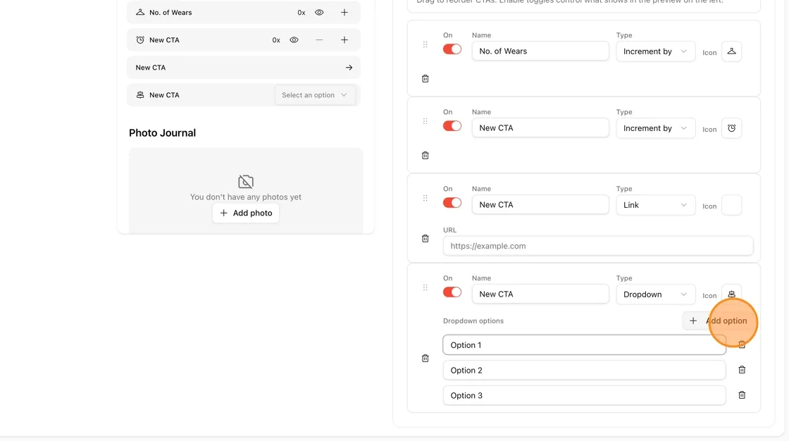 Click + Add option to add selectable choices.