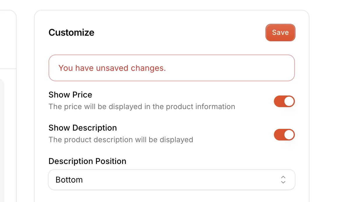 When you update the customize section and the changes haven't been saved, there will be a display the message You have…