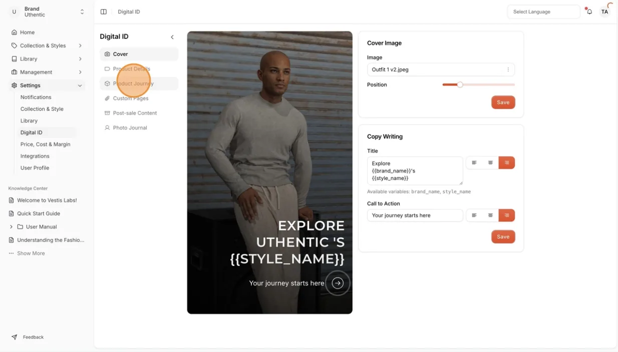 To access the Digital ID Customization Page, go to Settings Digital ID on the left bar menu .