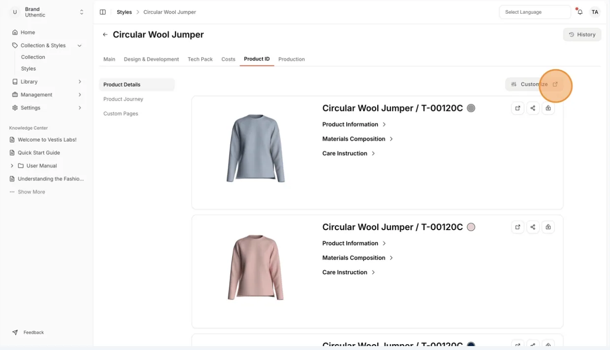 Customize: You can customize what you would like to show on the product details on the Product detail settings page.