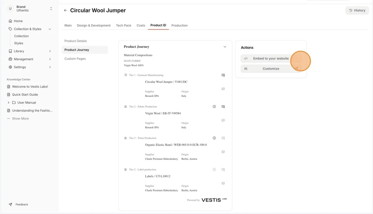 Select Embed to your website if you want to insert the content directly into your web page .