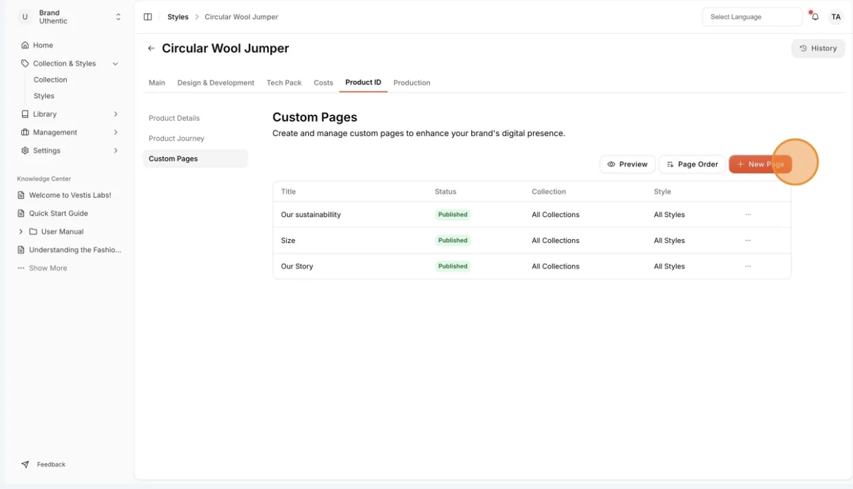 Nb: You can also manage your custom page in your custom page settings.