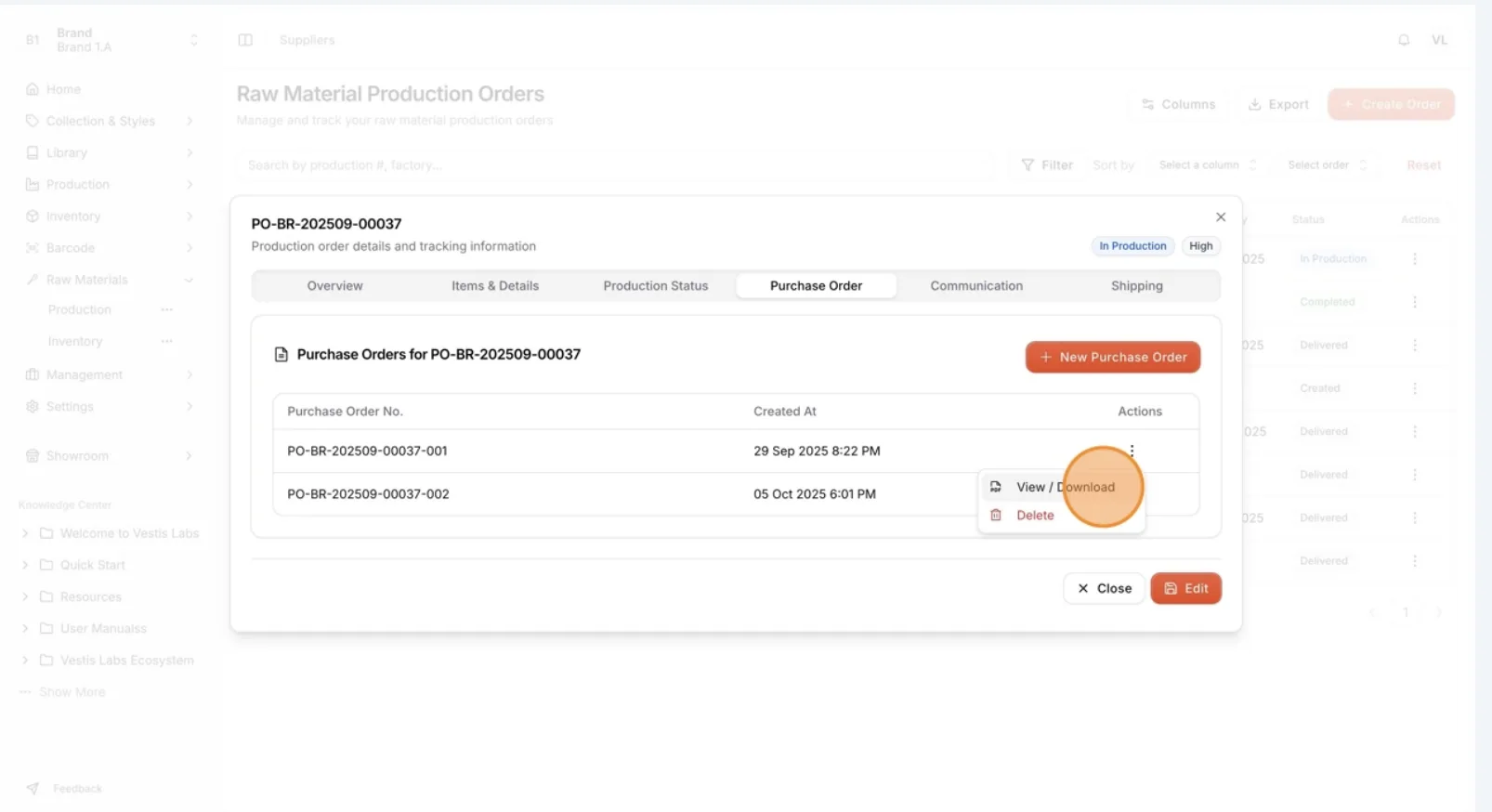 Click the three-dot action button to access more options: