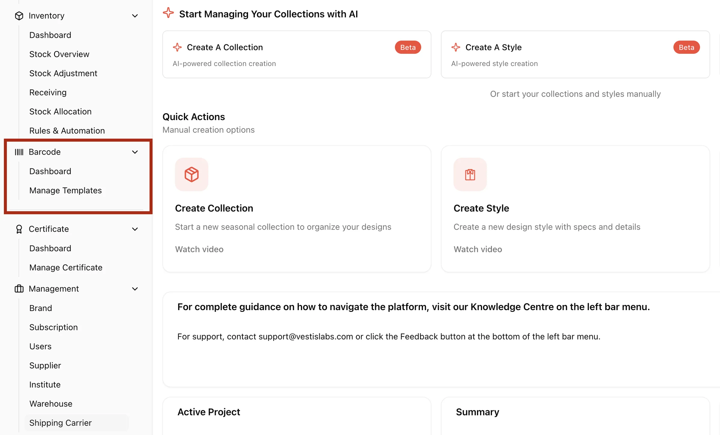 Create and edit the templates used to generate and print barcode labels.