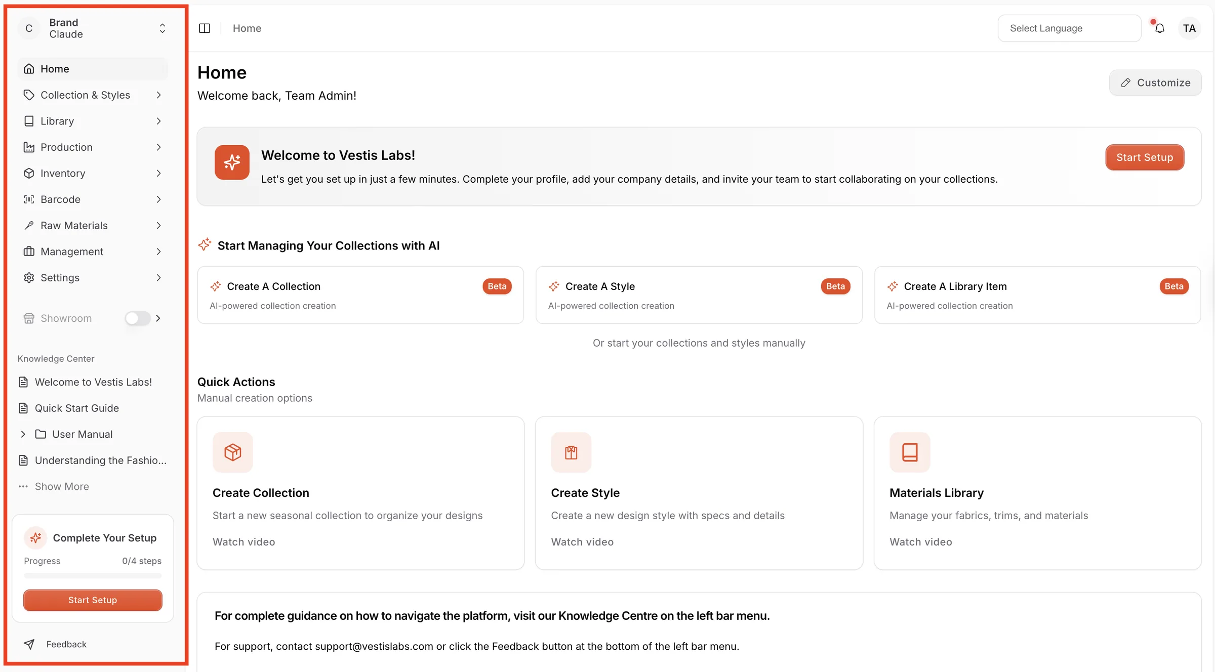 The main index of help articles and guidance for using the platform.