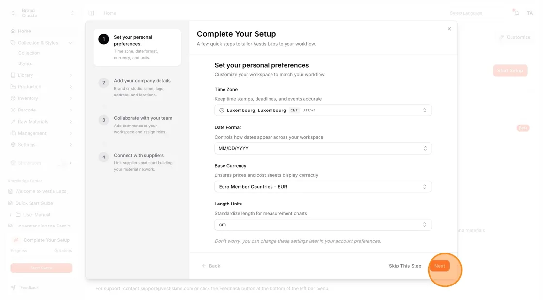 Navigate to Home from the left sidebar menu.