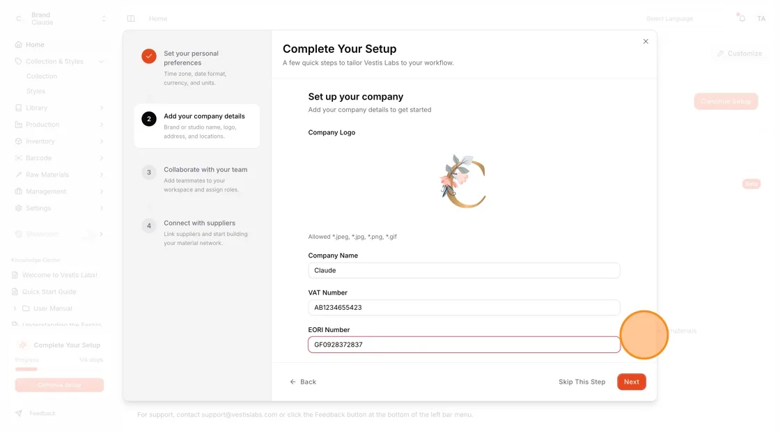 Set Up Your Company Information