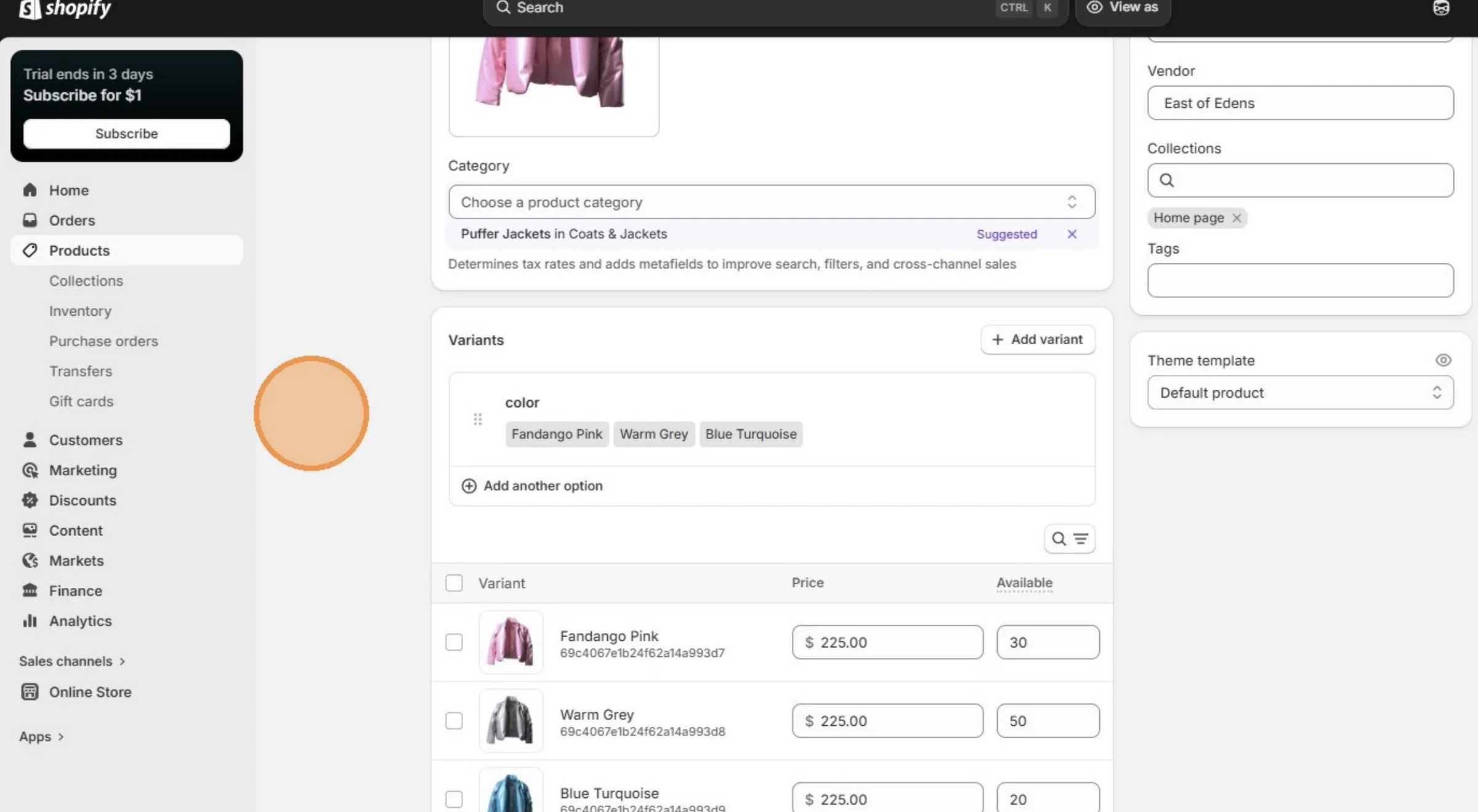 Switch back to the Shopify tab.