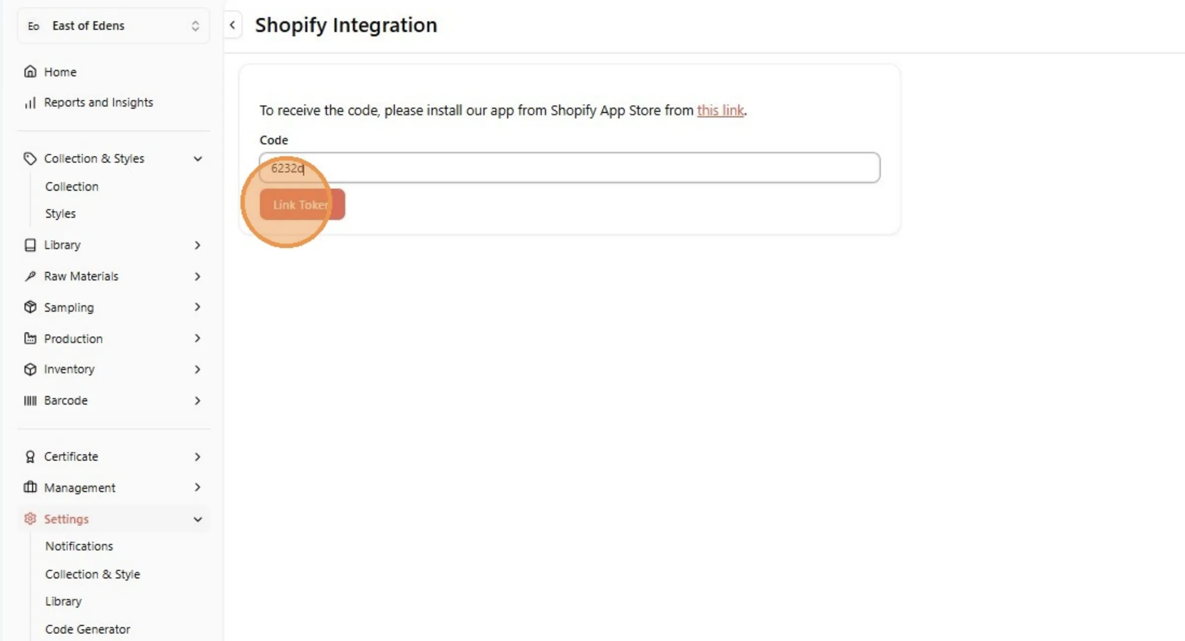 Click "Link Token"