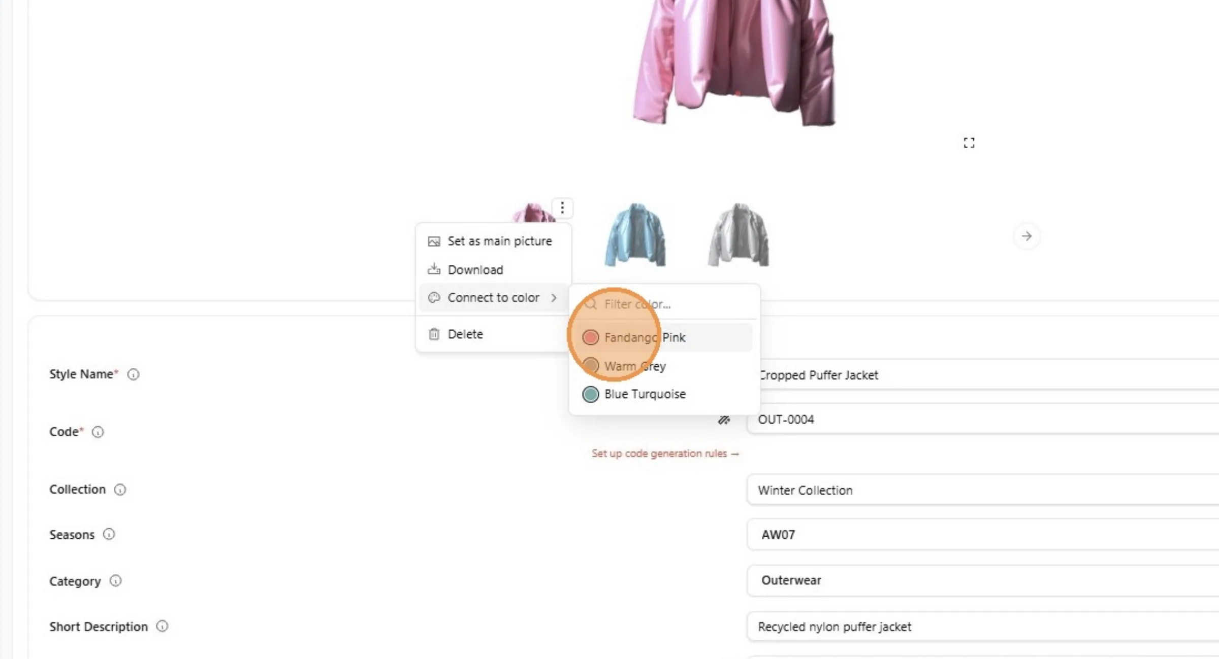 For example: Click "Fandango Pink".