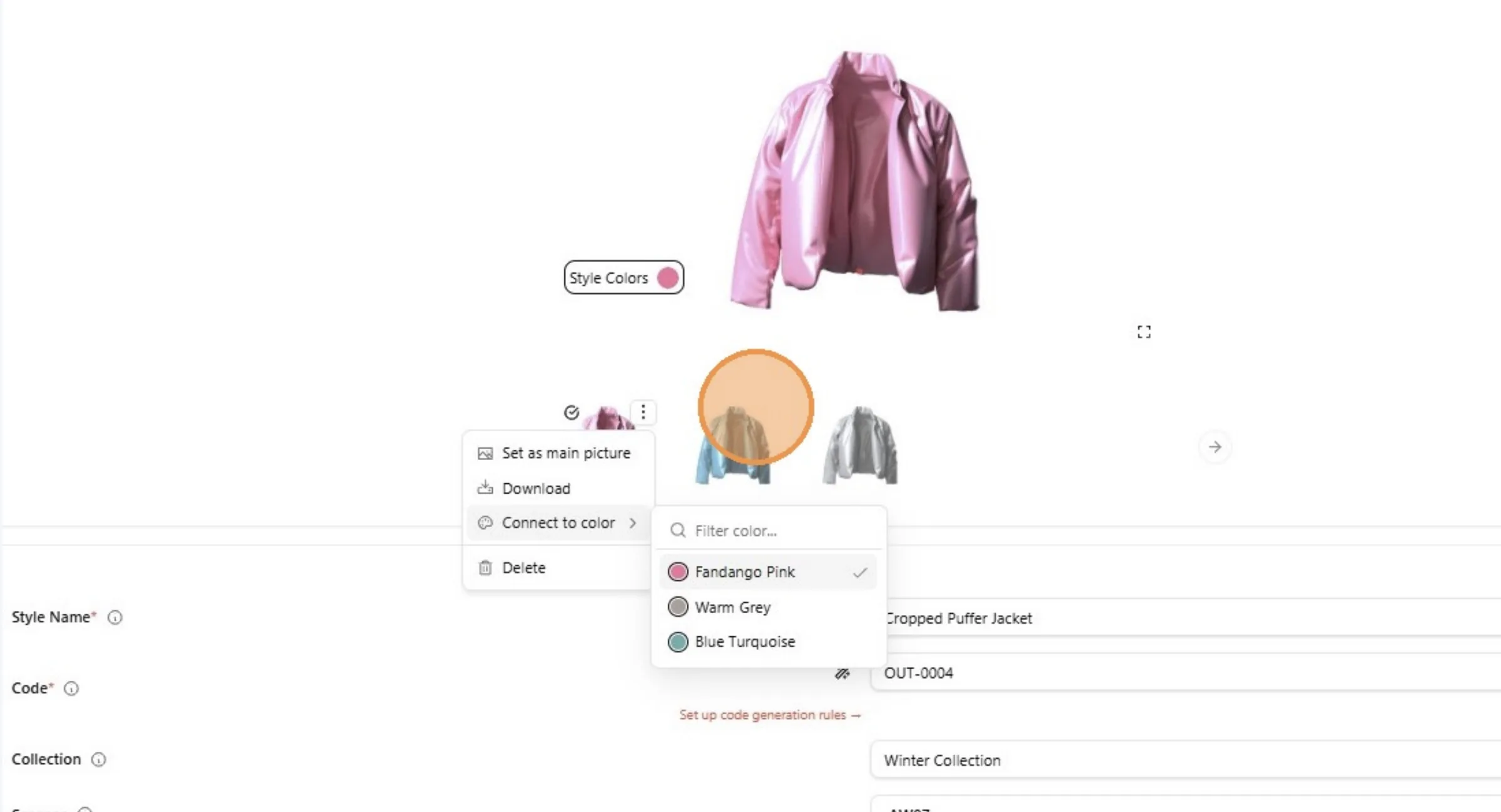 Note: Repeat the previous step for all style colors.