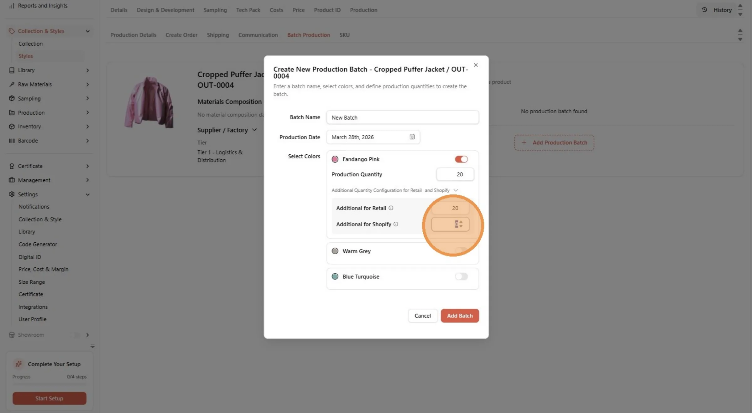 Click the "Additional for Shopify" field.