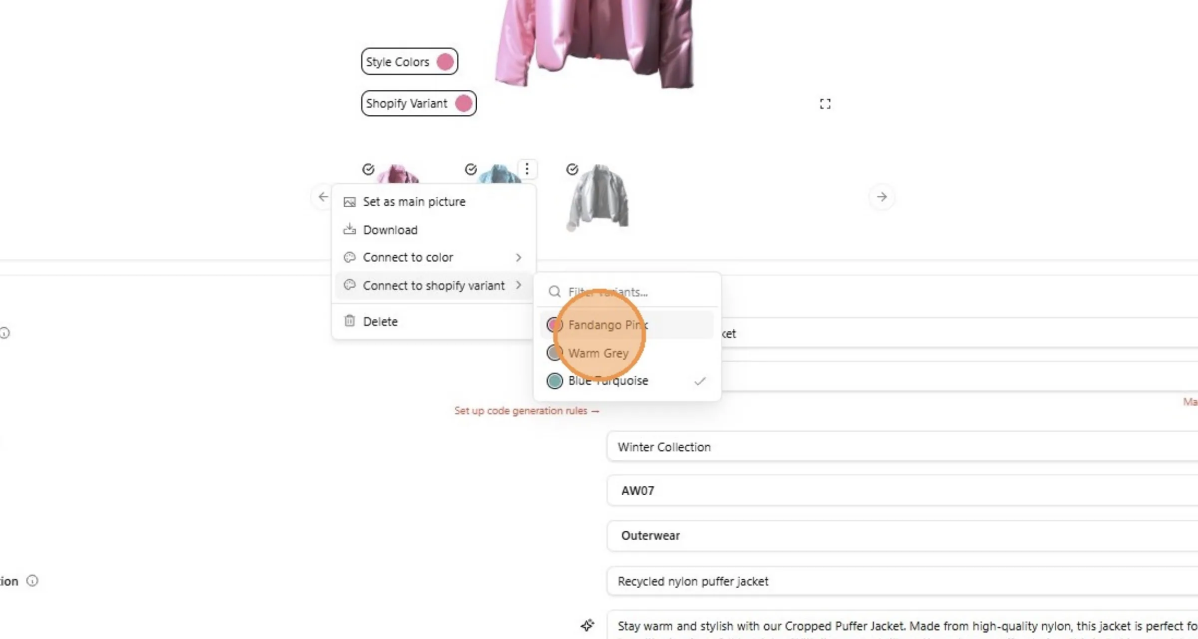 For example: Click "Fandango Pink"