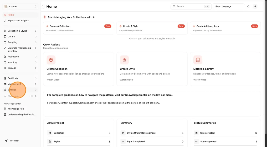 Open Settings