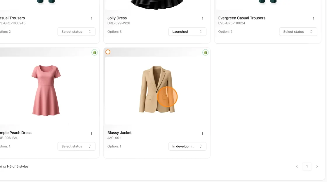 On the Styles list, click the style you want to embed (e.g., Blussy Jacket).