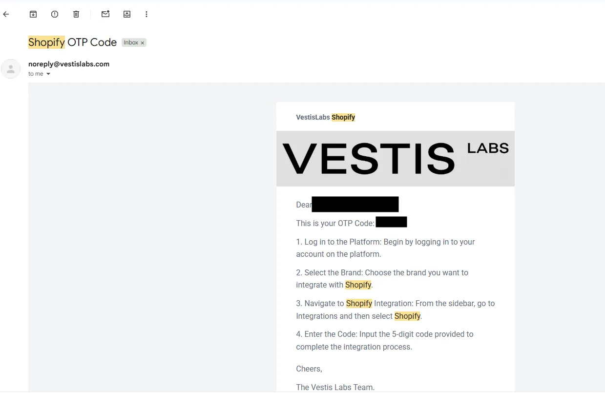 Request your code via email