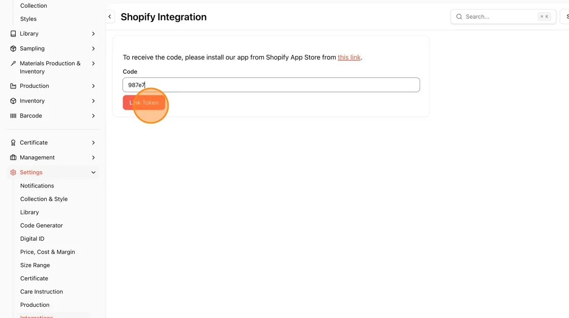 Return to the Shopify Integration page