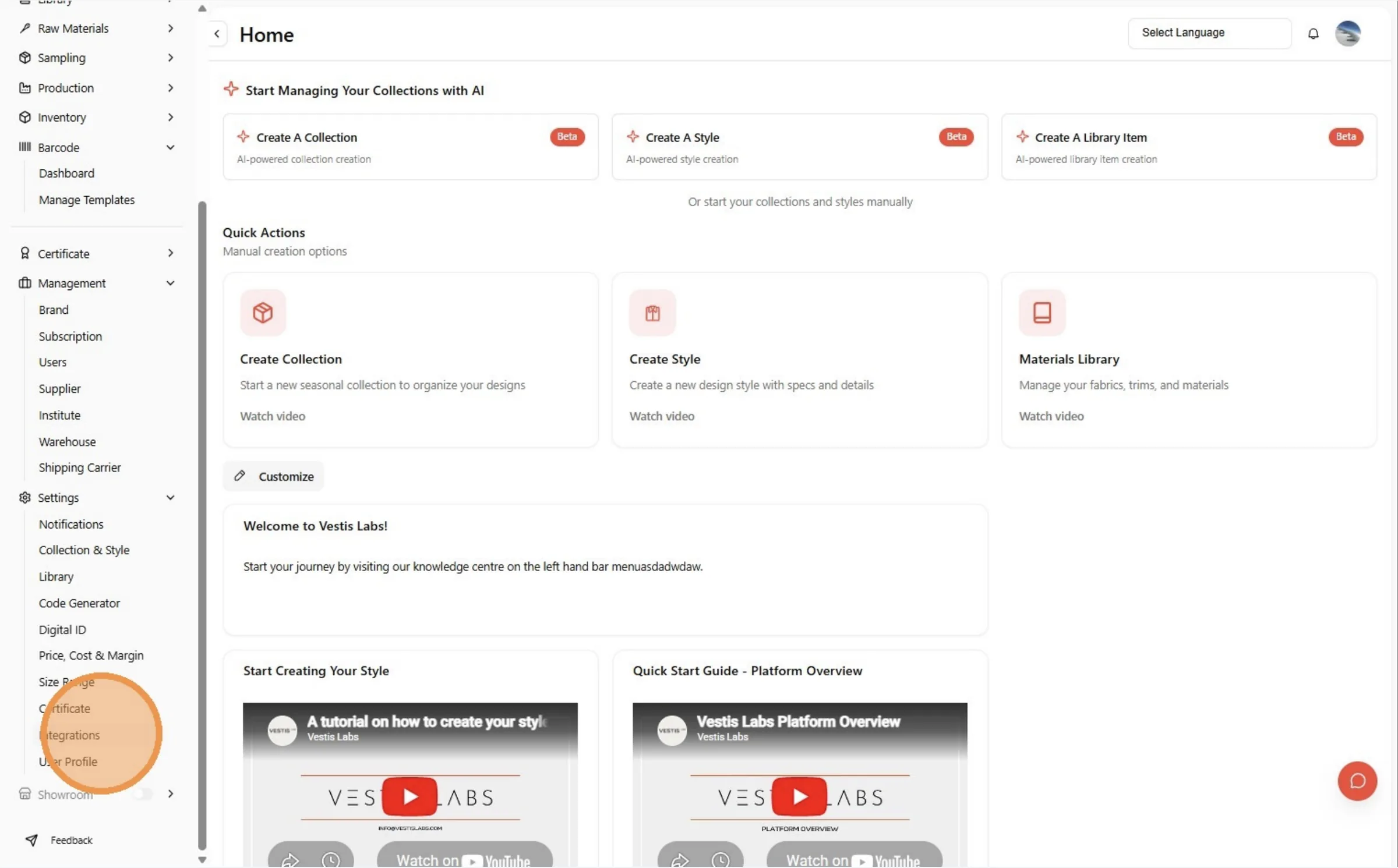 Click "Integrations"